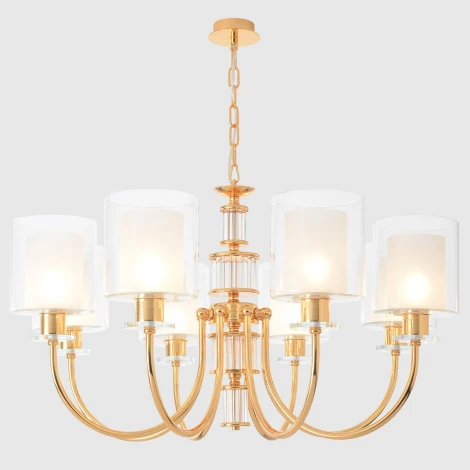 Подвесная люстра Crystal Lux ELENA SP8 GOLD (220V, на цепи, круглые)