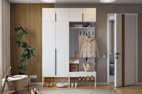 Прихожая "Баско К5" Mebelson (ЛДСП/Светлое дерево) арт.ПК05Баско.2552