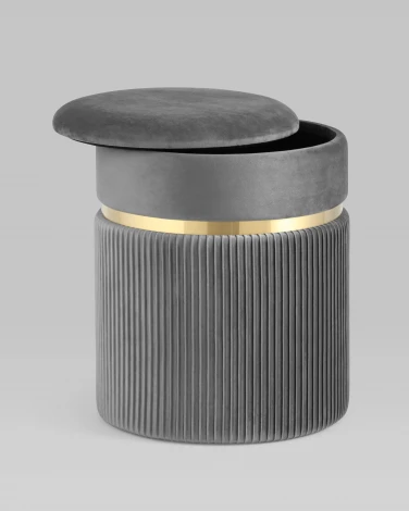 Пуф Миранда с ящиком велюр серый УТ000025563