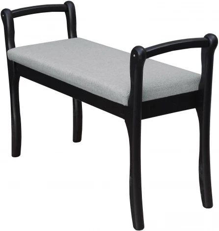 Скамья для прихожей с подлокотниками мягкая, ткань серый, каркас венге от фабрики Mebelik