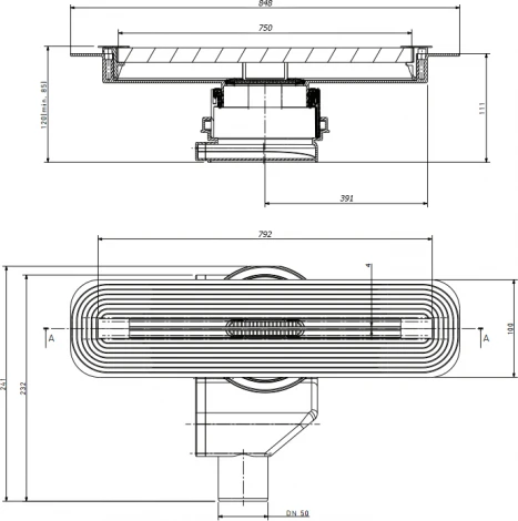 Душевой лоток Pestan Confluo Slim Line 750 с решеткой
