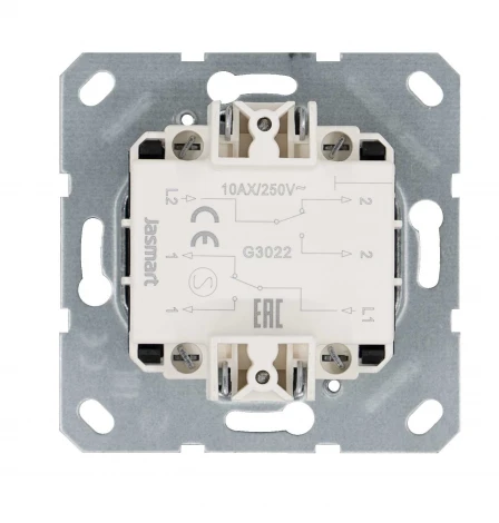 Выключатель двухклавишный проходной (мокко) Jasmart G-Classic G3022Z