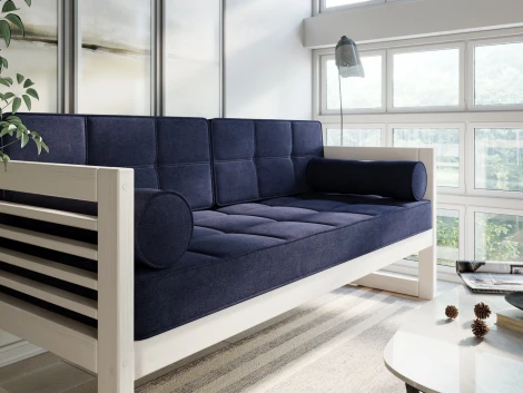 Диван Arsko прямой Сега Б беленый дуб рогожка синяя