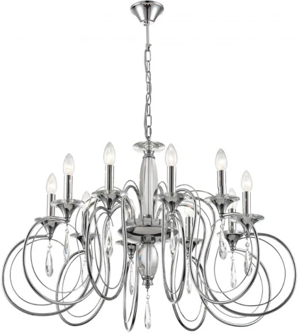 Подвесная люстра Lumion Laoka 8032/10 хром, металл/хрусталь Е14 10*40W 220V (подвески, на цепи, подсвечник, свеча)