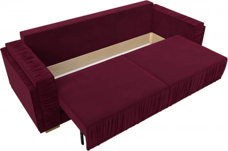 Диван прямой Лига-044 (Бордовый,Черный/Микровельвет) Лига Диванов арт.122257