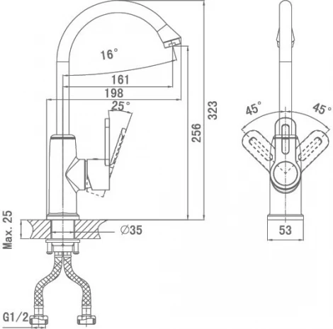 Смеситель D&K Paulinus Rhein DA1352401 для кухонной мойки