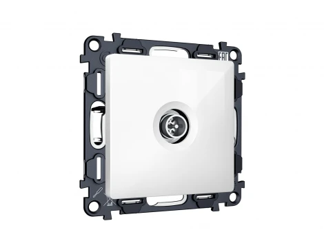 Комплект механизма ТВ-розетки оконечной экранированной встраиваемый (белый глянец) Ambrella Volt QUANT MA113005