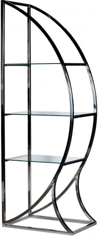 Стеллаж "Полусфера" прозрачное стекло/хром 71*48*202см Garda Decor арт.KFG087