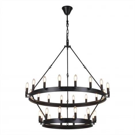 Подвесная большая люстра ярусная Citilux Смитсон CL470230 (на цепи, свеча, круглые, под старину, кольцо)