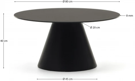 Журнальный столик Wilshire из закаленного стекла и металла с матовой черной отделкой, Ø 80 см La Forma (ex Julia Grup) арт.160566