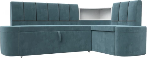 Диван кухонный угловой Тефида правый угол (Бирюзовый,Коричневый/Велюр) Лига Диванов арт.126139