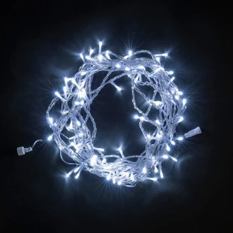 Гирлянда Нить 10м Белая 24В, 100 LED, Провод Прозрачный ПВХ, IP54