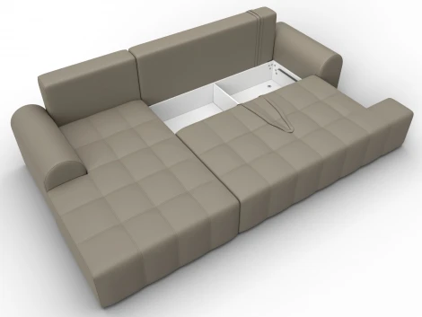 Диван угловой Лига-080 угол левый (ДСП/Пластик/Экокожа/Бежевый) Лига Диванов 134751L