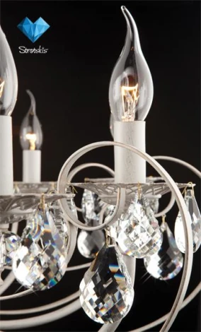 Подвесная люстра Eurosvet 3305 3305/12 белый с золотом / прозрачный хрусталь (220V, хрусталь Strotskis, на цепи, подсвечник, свеча)