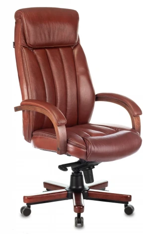 Кресло руководителя Бюрократ T-9922WALNUT светло-коричневый Leather Eichel кожа крестовина металл/дерево