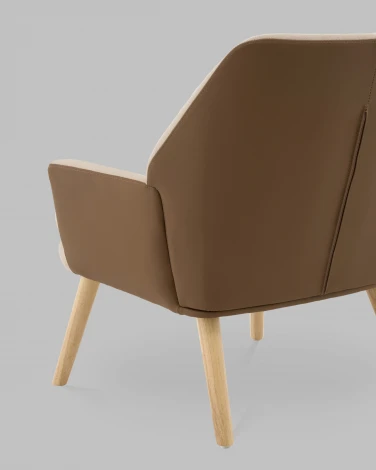 Кресло Харви бежевый с коричневой экокожей деревянные ножки Stool Group арт.УТ000040120