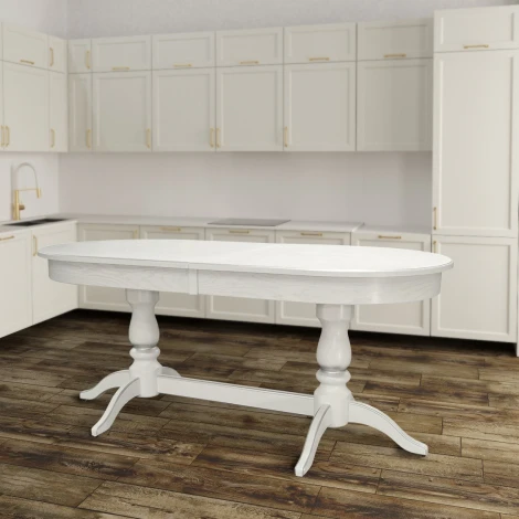 Стол обеденный Тарун 3 раздвижной белый/серебро 150/200*84 Mebelik арт.008259