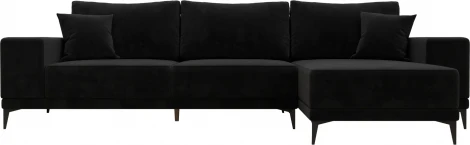 Диван угловой Льюес правый (Черный/Велюр) Лига Диванов арт.122401