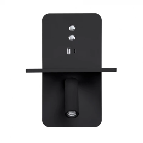 Настенный светильник со спотом и полкой Arte Lamp Bess A7453AP-1BK