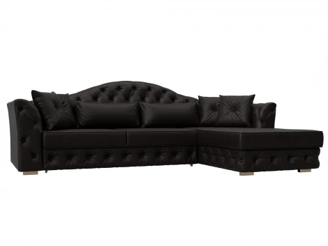 Диван угловой Артис правый угол (Брус,Рейка/Пластик/Экокожа/Коричневый) Лига Диванов 128030