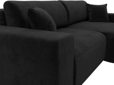 Диван угловой Лига-036 НПБ Классик правый угол (Черный/Велюр) Лига Диванов арт.121380