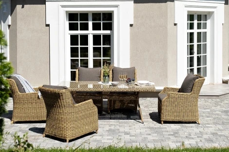 "Неаполь" обеденная группа плетеная из искусственного ротанга, цвет соломенный 4SIS арт.УТ-00008188