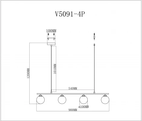 Подвесной светильник Moderli Lingdal V5091-4P (220V, на тросе, шарики)