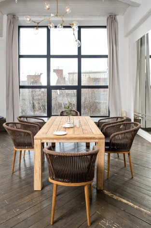 Обеденная группа на 6 персон, стулья Марсель, роуп коричневый 4SIS Мадейра MAD-CM6T1-7-SET brown