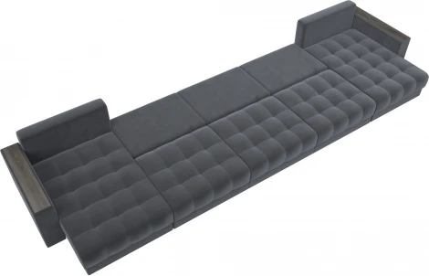 Диван П-образный с декором Лига-049 НПБ Мегалонг Лига Диванов (Велюр) арт.128526