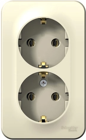 Розетка накладная двойная с заземлением (молочный) Systeme Electric Blanca BLNRA010212