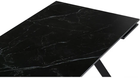 Керамический стол Woodville Габбро 140х80х76 черный мрамор / черный 530830