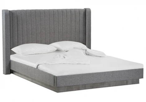 Кровать Tulip 160х200 с ПМ метрополитан грей / белая матовая 406291