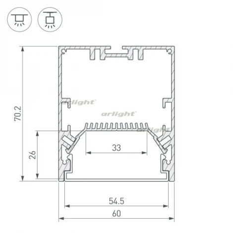 Профиль SL-LINE-6070-2000 ANOD (Алюминий) 028993
