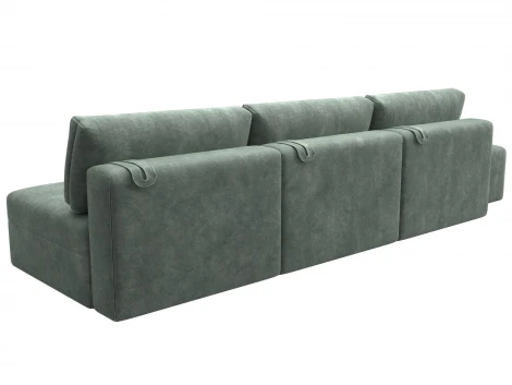 Диван прямой модульный с пуфом Лига-060 НПБ Лонг (ЛДСП,Брус,Фанера/Пластик/Велюр/Зеленый) Лига Диванов 129490