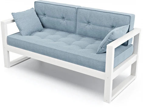 Диван Arsko Астер Мини белая эмаль голубая рогожка