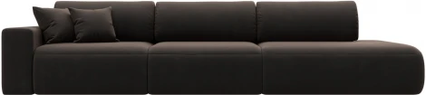 Диван прямой Лига-036 НПБ Модерн Лонг подлокотник слева (Коричневый/Велюр) Лига Диванов арт.121360L