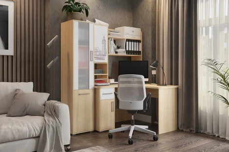 Стол компьютерный Лайт К1, цвет дуб сонома/белый Mebelson (арт.СК1Лайт.1623)