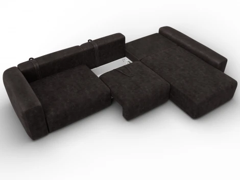 Диван угловой Лига-066 НПБ Лонг угол правый (ЛДСП,Фанера,Брус,Велюр/Коричневый) Лига Диванов 131220