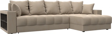 Диван угловой с декором и полкой Лига-050 НПБ Лига Диванов (Велюр) арт.128591