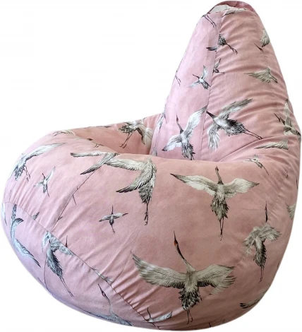 Кресло Мешок Груша Журавли розовый (2XL, Классический) Жаккард арт.5037931