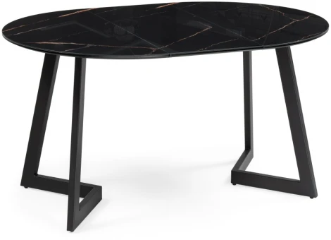 Стеклянный стол Woodville Алингсос 100(140)х100х76 обсидиан / черный 532386