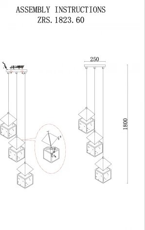 Подвесной светильник Zortes Ice Cube ZRS.1005.03 (220V, на тросе, куб)
