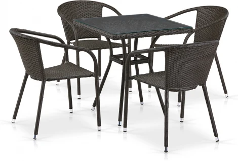 Комплект плетеной мебели Afina T282BNT/Y137C-W53 Brown 4Pcs