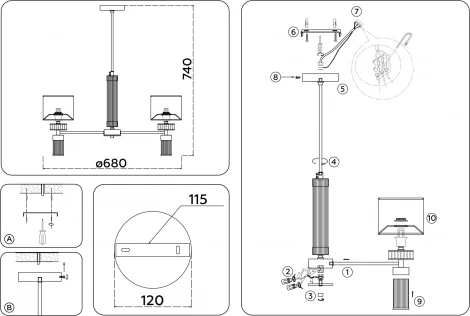 Потолочная люстра на штанге Ambrella High Light LH71301 (220V)