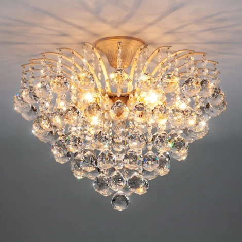 Потолочная люстра Eurosvet 3299 3299/6 белый с золотом / прозрачный хрусталь