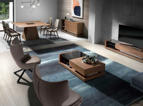 Журнальный столик из ореха с черным стеклом MH1317A /2061 Angel Cerda 098825