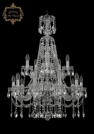 Подвесная люстра Art Classic 11.12 11.12.10+5.240.2d.XL-69.Gd.Sp (220V, хрусталь, на цепи, подсвечник, свеча)