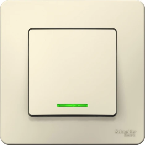 Выключатель встраиваемый одноклавишный с подсветкой (молочный) Systeme Electric Blanca BLNVS010612