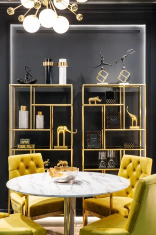 46AS-SH1452-GOLD Стеллаж золотистый/темн.ст. 80*35*180см Garda Decor