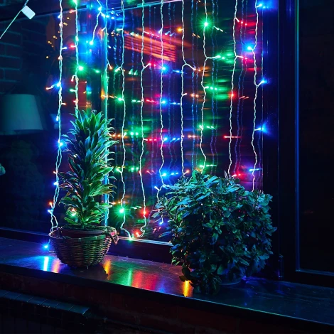 Занавес светодиодный, 1,5х1,5м. 100 светодиодов, разноцветный свет Uniel ULD-C1515-100/DTA MULTI IP20